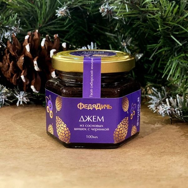 Джем из сосновой шишки с черникой «ФедяДичь» Джем из сосновой шишки с черникой «ФедяДичь»