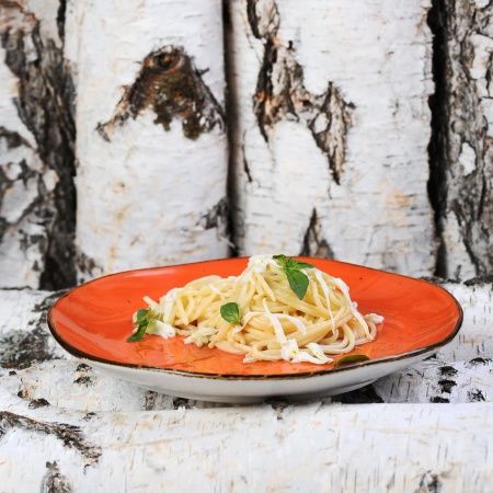 Спагетти с моцареллой и сливочным соусом, детское меню