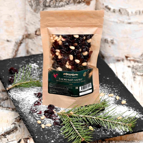 Таежный микс (орех,клюква), ФедяДичь, 100 гр.