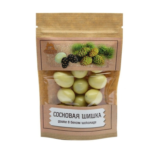 Драже «Сосновая шишка» в белом шоколаде, коробка