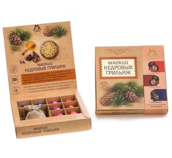 Мягкий кедровый грильяж "Ассорти" клюква/черника/брусника