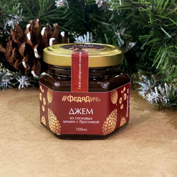 Джем из сосновой шишки с брусникой «ФедяДичь» Джем из сосновой шишки с брусникой «ФедяДичь»